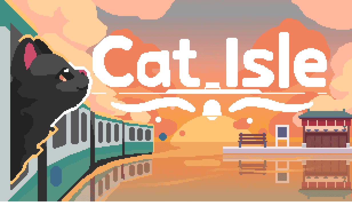 Cat Isle oyununda kedilerle dolu piksel grafik tarzındaki ada